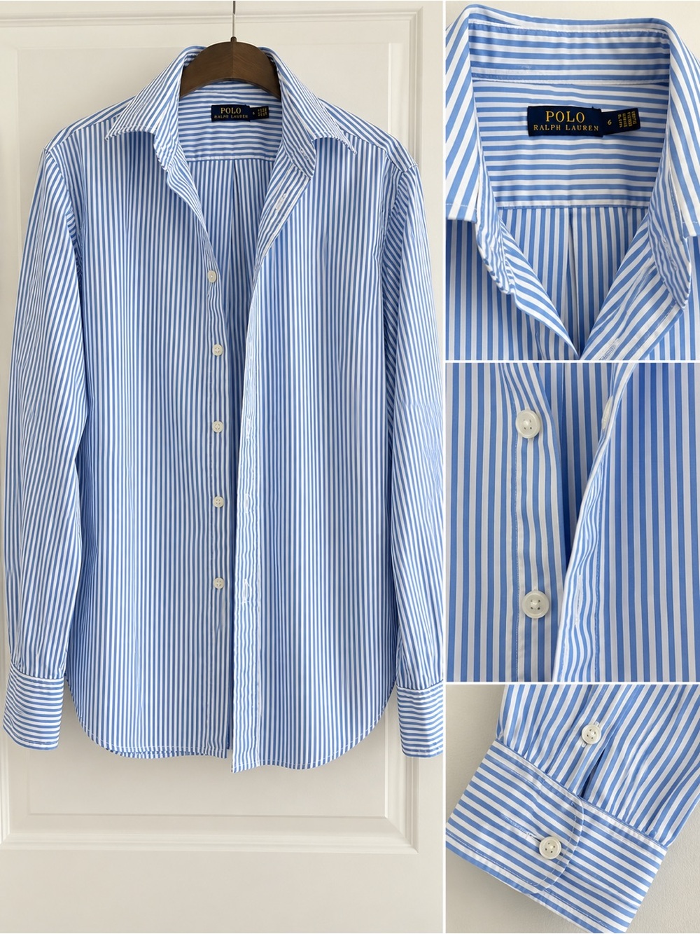 Polo by Ralph Lauren Light Blue and White Striped Button-Down Shirt